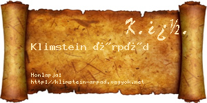 Klimstein Árpád névjegykártya